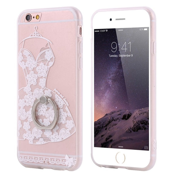 KISSCASE Lace Case For iPhone 6 6s Ring Holder Phone Back Cover For iPhone 6 Plus 6s Plus Retro Floral Cases For iPhone 6 Capa