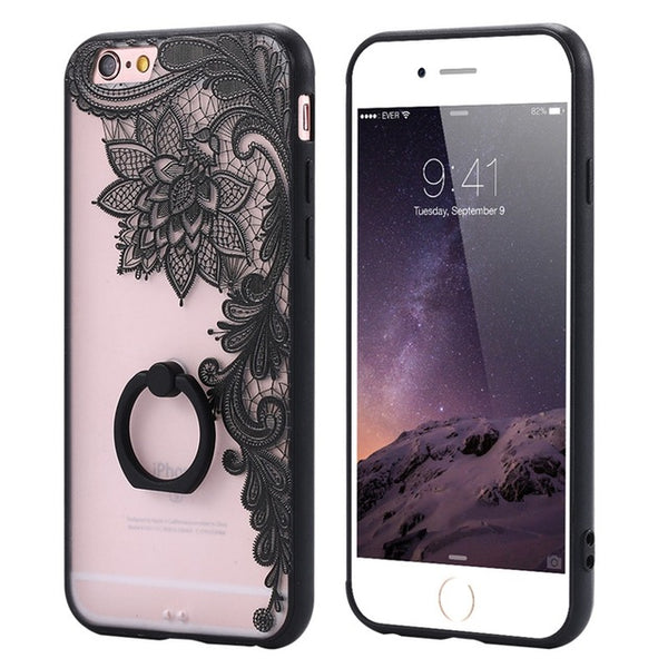 KISSCASE Lace Case For iPhone 6 6s Ring Holder Phone Back Cover For iPhone 6 Plus 6s Plus Retro Floral Cases For iPhone 6 Capa