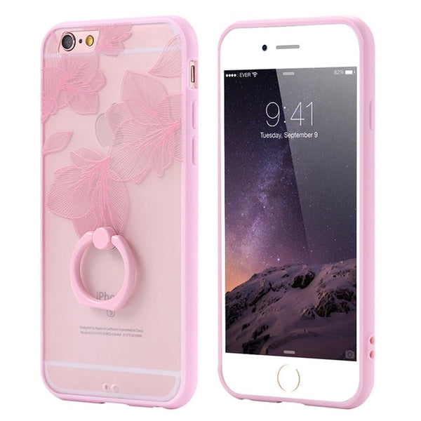 KISSCASE Lace Case For iPhone 6 6s Ring Holder Phone Back Cover For iPhone 6 Plus 6s Plus Retro Floral Cases For iPhone 6 Capa