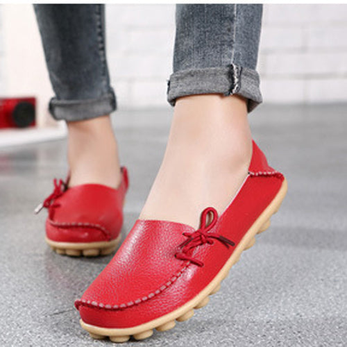 Large size leather Women shoes flats mother shoes girls lace-up fashion casual shoes comfortable breathable women flats SDC179