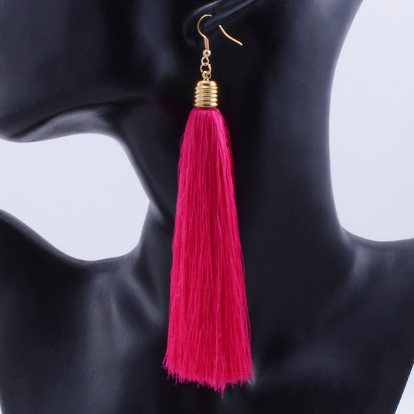 Retro Bohemia Tassels Earrings Multicolor Long Drop Dangling Earrings Women Valentine's Day Gift E117