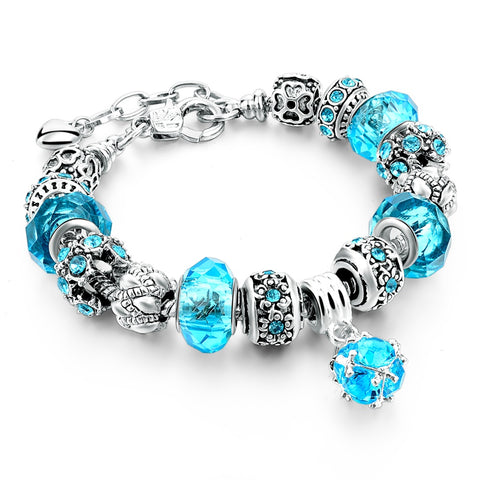 Szelam 2017 New Crystal Beads Bracelets Bangles Silver Plated Charm  Bracelets For Women Friendship Pulseras SBR160014