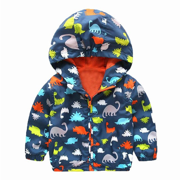 80-120cm Cute Animal Autumn Windbreaker Kids Jacket Boys Cute Dinosaur Baby Outerwear Coats Boys Kids Hooded Children Clothing