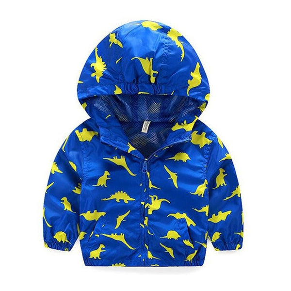 80-120cm Cute Animal Autumn Windbreaker Kids Jacket Boys Cute Dinosaur Baby Outerwear Coats Boys Kids Hooded Children Clothing