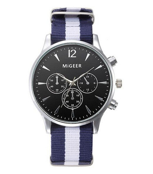 MIGEER Fashion Black & White Strap Watch Men Quartz Watch Casual Males Sport Business Wrist Men Watch,relogio masculino 0000
