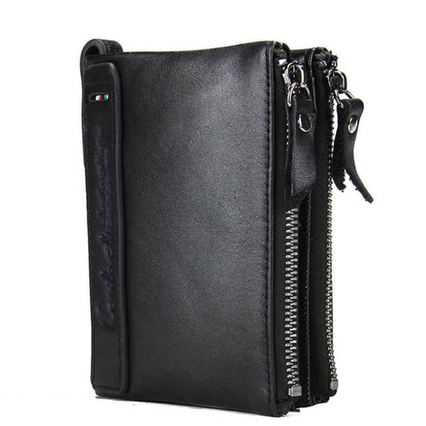 CONTACT'S HOT Genuine Crazy Horse Cowhide Leather Men Wallet Short Coin Purse Small Vintage Wallet Brand High Quality Designer
