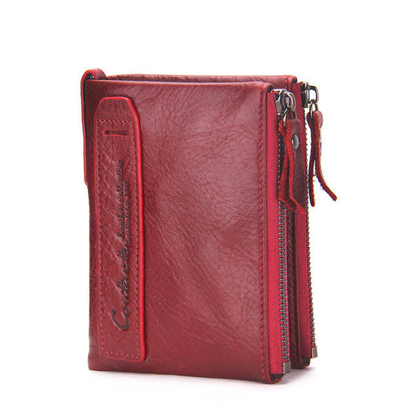 CONTACT'S HOT Genuine Crazy Horse Cowhide Leather Men Wallet Short Coin Purse Small Vintage Wallet Brand High Quality Designer