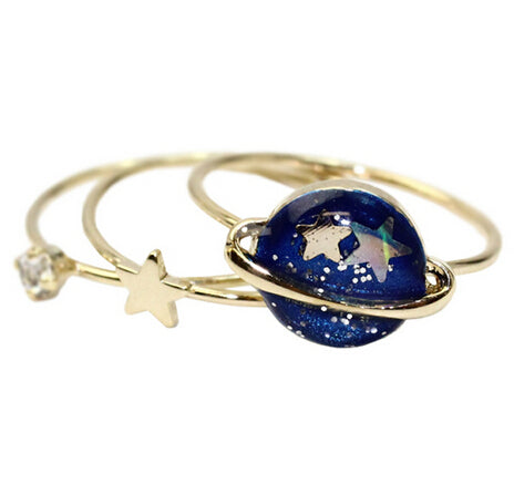 Timlee R154  Free shipping Cute Blue Star Planet Saturn 13MM Joint Finger Rings Set ,Fashion Jewelry Wholesale HY