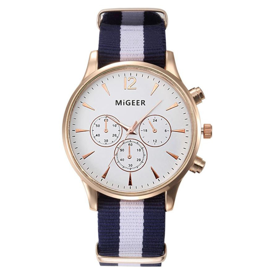 MIGEER Luxury Fashion Black & White Strap Watch Men Quartz Watch Casual Males Sport Business Wrist Men Watch,relogio masculino