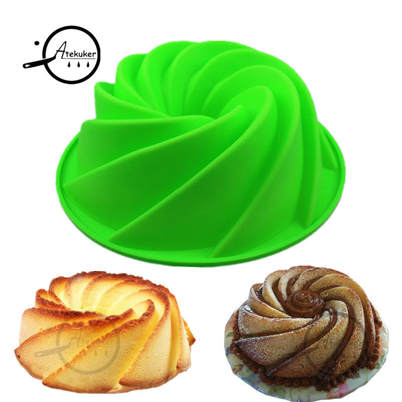 24.5*8.9cm Big Swirl Shape Silicone Butter Cake Mould Kitchen Baking Tools For Cakes Bakery Accessories Bakeware Mold