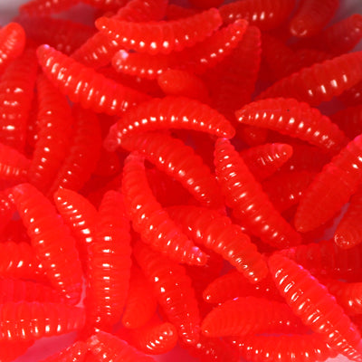 Anmuka Brand Promotion!! HOT SELL!! 50PCS 2cm 0.3g maggot Grub Soft Lure Baits smell Worms Glow Shrimps Fishing Lures 21001-50