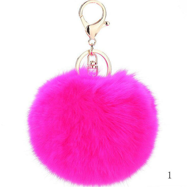 CHICDREAM Wholesale Fashion Chaveiro Keychain Fur Pom Pom Key Chain Real Rabbit Hair Bag Car Ornaments Fur Ball Pendants Trinket