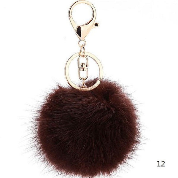 CHICDREAM Wholesale Fashion Chaveiro Keychain Fur Pom Pom Key Chain Real Rabbit Hair Bag Car Ornaments Fur Ball Pendants Trinket