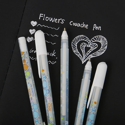 4 PCS White Ink Color Photo Album 0.8MM Gel Pen Cute Unisex Pen Gift For Kids Stationery Office Learning School Supplies