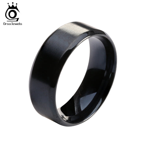 ORSA JEWELS 2017 New Fashion Stainless Steel Ring High Quality Black Color Wedding Rings for Men and Women OTR23