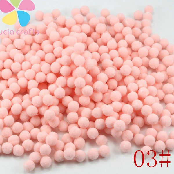 500-1000pcs/lot 8mm Crafts Round Shaped Pompom Mixed Color Soft Fluffy Pom Pom for kids 22010038