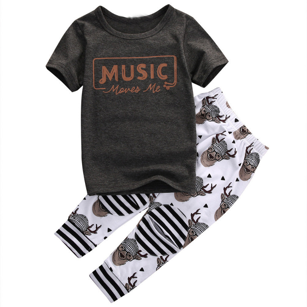 Baby Boys Girls T Shirt Tops Long Pants Trousers Rompers Kids Outfit Set Clothes