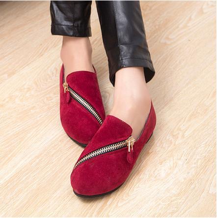 JIANBUDAN flat shoes women 2017 new spring shoes  casual and comfortable flat shoes size 35-40 Black / brown  Zipper rest shoes