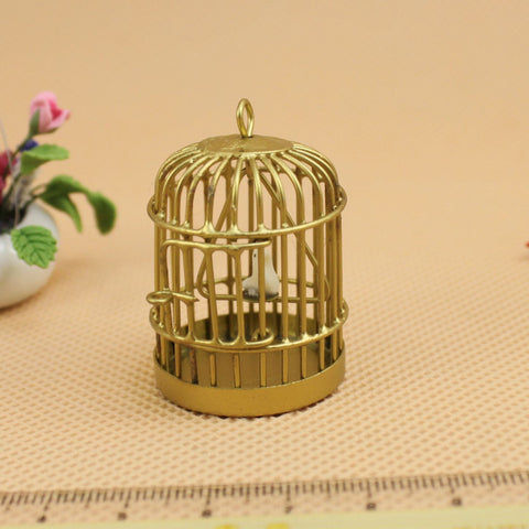1:12 Scale Metal Bird Cage With Bird Birdcage Dollhouse Miniature Accessry Gold Tone Classic Toys Pretend Play Furniture Toys