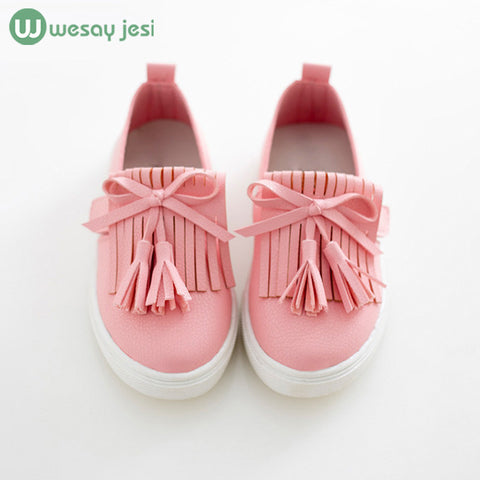 Kids shoes 2016 spring girls leather shoes princess tassel Flats children shoes girls cute sneakers for toddler girls trainers
