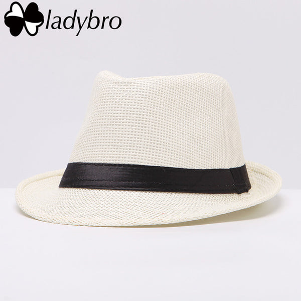 Ladybro Women Hat For Men Hat Ladies Summer Beach Cap Sun Hat Female Panama Straw Male Gangster Trilby Fashion Sun Visor Cap