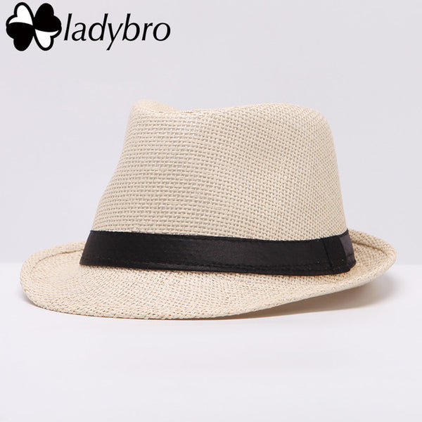 Ladybro Women Hat For Men Hat Ladies Summer Beach Cap Sun Hat Female Panama Straw Male Gangster Trilby Fashion Sun Visor Cap
