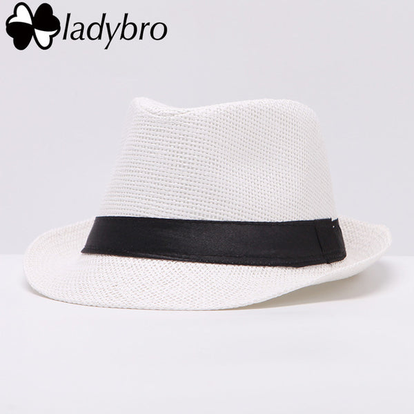 Ladybro Women Hat For Men Hat Ladies Summer Beach Cap Sun Hat Female Panama Straw Male Gangster Trilby Fashion Sun Visor Cap