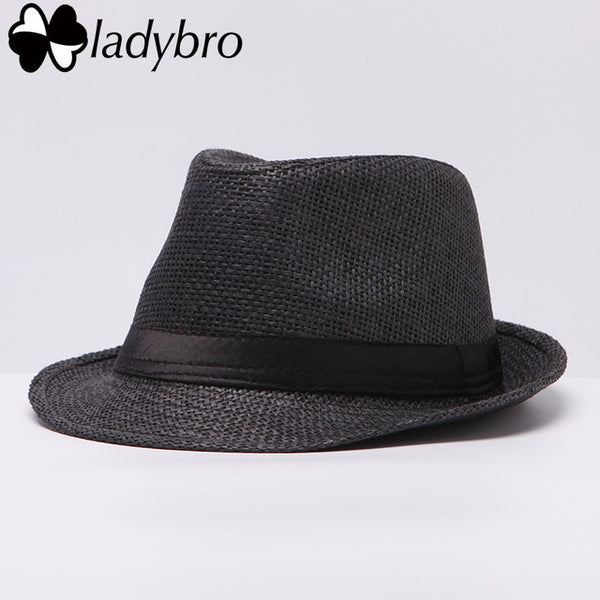 Ladybro Women Hat For Men Hat Ladies Summer Beach Cap Sun Hat Female Panama Straw Male Gangster Trilby Fashion Sun Visor Cap