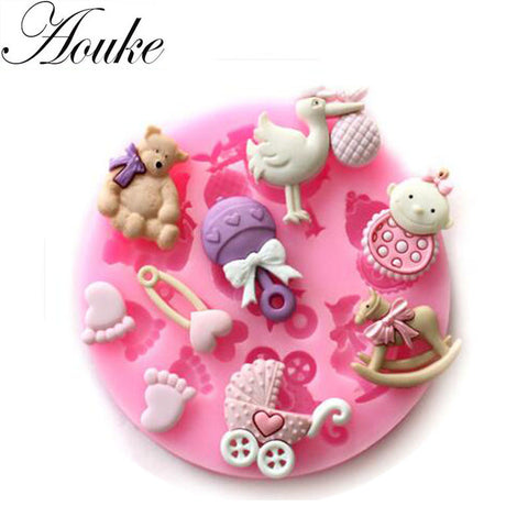 3D Food Silicone Baby/Bear/Foot/Birds Shape Fondant molds, soap candle sugar craft tools chocolate bakeware By Handmade C057