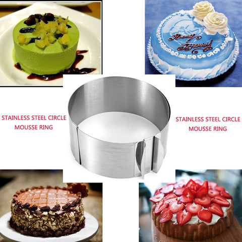 Practical Retractable Stainles Steel Circle Mousse Ring Baking Tool Set Cake Mould Mold Size Adjustable Bakeware 16-30cm6-12Inch