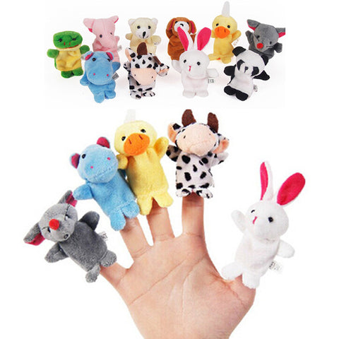 LeadingStar 10PCS Cute Cartoon Biological Animal Finger Puppet Plush Toys Child Baby Favor Dolls Boys Girls Finger Puppets