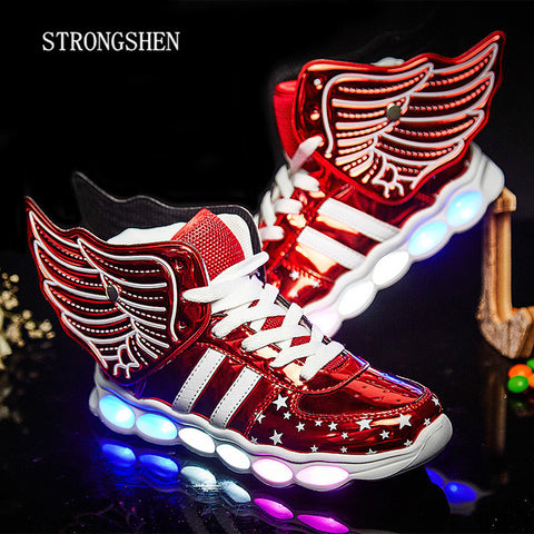 STRONGSHEN 2017 USB New Spring Kids Sneakers Fashion Lighted Colorful LED lights Children Shoes Casual Flat Boy girl Shoes