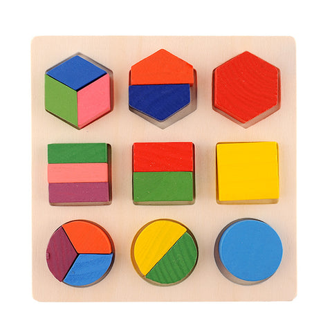 Baby Wooden Building Block  Montessori Early Educational Toys Intellectual Geometry Toy