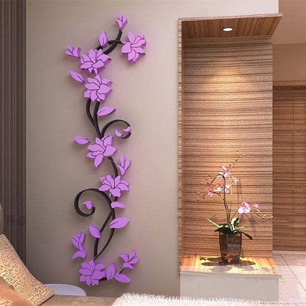 3D DIY Vase Flower Tree Removable Art Vinyl Wall Stickers Decal Mural Home Decor For Home Bedroom Decoration