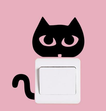 Cat DIY Switch Panel Stickers Lovely Bedroom Plane Wall Stickers Removable Manul Waterproof Home Decor Sticker Adesivo de Parede