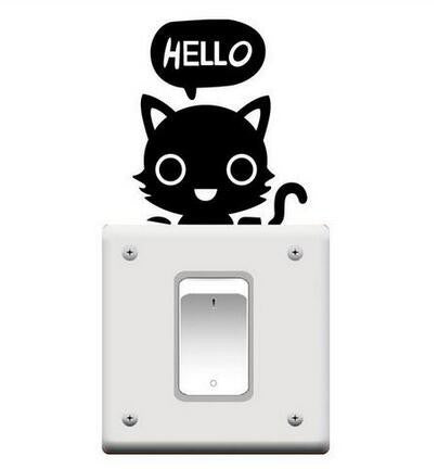 Cat DIY Switch Panel Stickers Lovely Bedroom Plane Wall Stickers Removable Manul Waterproof Home Decor Sticker Adesivo de Parede