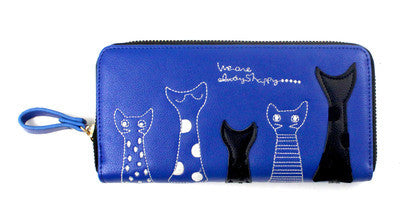 DUDINI Europe Women Cat Cartoon Wallet Long Creative Female Card Holder Casual Zip Ladies Clutch PU Leather Coin Purse ID Holder