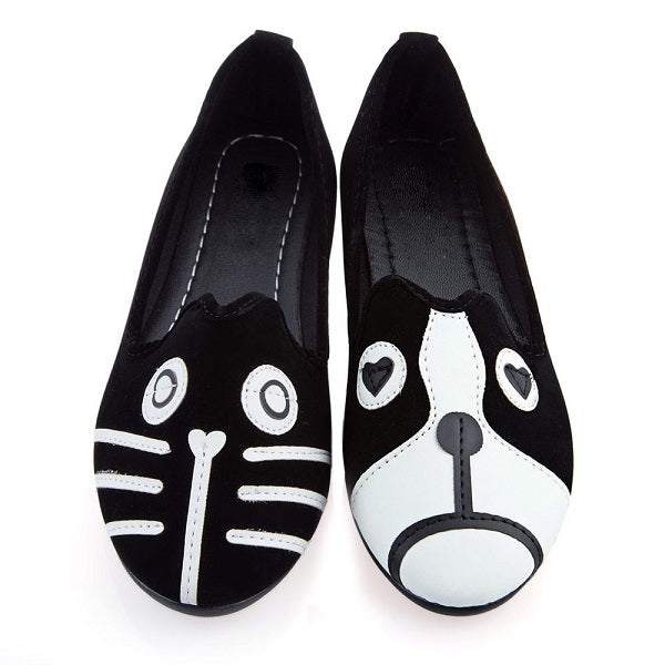 Guapabien Women Brand Shoes Dog Cat Flat Shoes Sapatilhas Women's Shoes Alpargatas Loafers Casual Cartoon Suede Women Flat Shoes