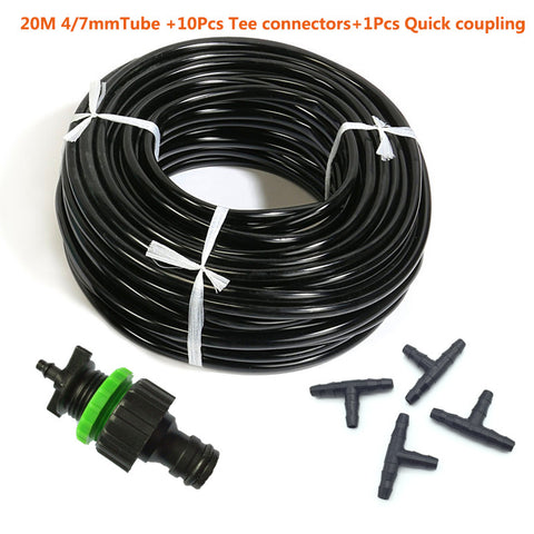 Micro Irrigation tube Drip System tools Garden Watering Irrigation Kits 20m Hose 10pcs Tee connector 1pcs quick coupling