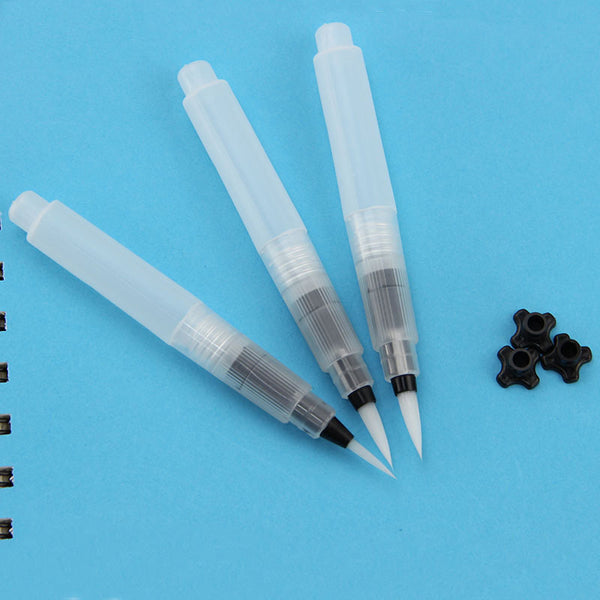4PCS Refillable Water Brush Ink Pen for Water Color Calligraphy Drawing Painting Illustration Office Stationery