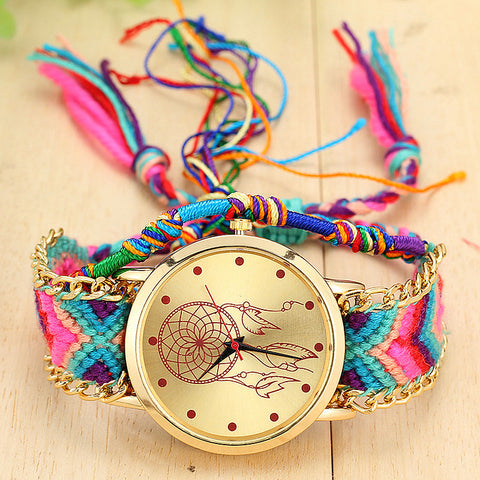 Vansvar Brand Handmade Braided Dreamcatcher Friendship Bracelet Watch Ladies Rope Watch Quarzt Watches relogio feminino 1468