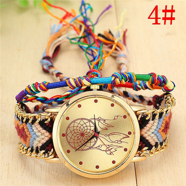 Vansvar Brand Handmade Braided Dreamcatcher Friendship Bracelet Watch Ladies Rope Watch Quarzt Watches relogio feminino 1468