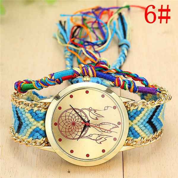 Vansvar Brand Handmade Braided Dreamcatcher Friendship Bracelet Watch Ladies Rope Watch Quarzt Watches relogio feminino 1468