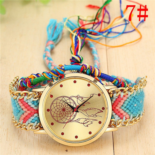 Vansvar Brand Handmade Braided Dreamcatcher Friendship Bracelet Watch Ladies Rope Watch Quarzt Watches relogio feminino 1468