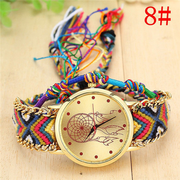 Vansvar Brand Handmade Braided Dreamcatcher Friendship Bracelet Watch Ladies Rope Watch Quarzt Watches relogio feminino 1468