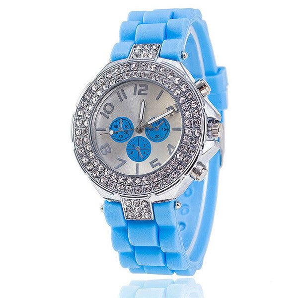 Vansvar Brand Fashion Silicone Watch Crystal Silicone Jelly Watches Watched Women Rhinestone Watch Relogio Feminino BW1000