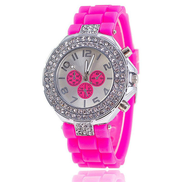 Vansvar Brand Fashion Silicone Watch Crystal Silicone Jelly Watches Watched Women Rhinestone Watch Relogio Feminino BW1000