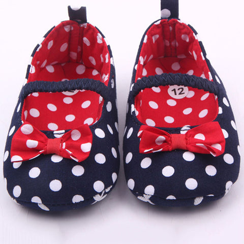Baby Girls Prewalkers Sweet Soft Warm Antiskid Toddler Flower Polka Crib Shoes
