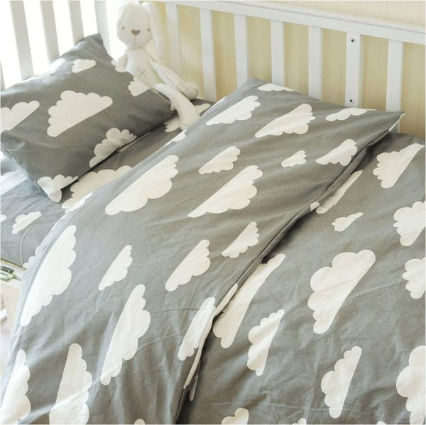 Muslinlife 3pcs/set baby crib bedding set,Nursery bedding Set(pillow case+bed sheet+duvet cover)Suit Crib Size Within 130*70cm