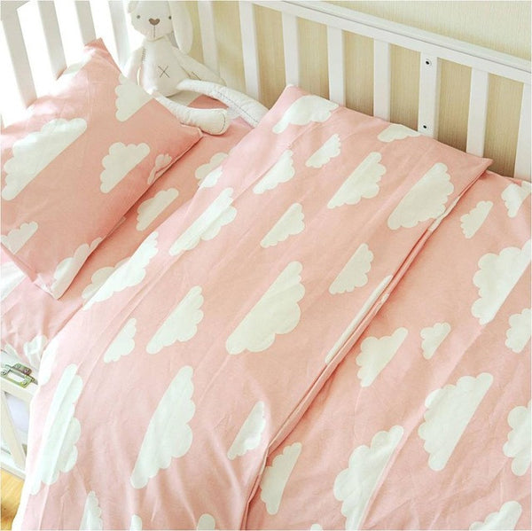 Muslinlife 3pcs/set baby crib bedding set,Nursery bedding Set(pillow case+bed sheet+duvet cover)Suit Crib Size Within 130*70cm